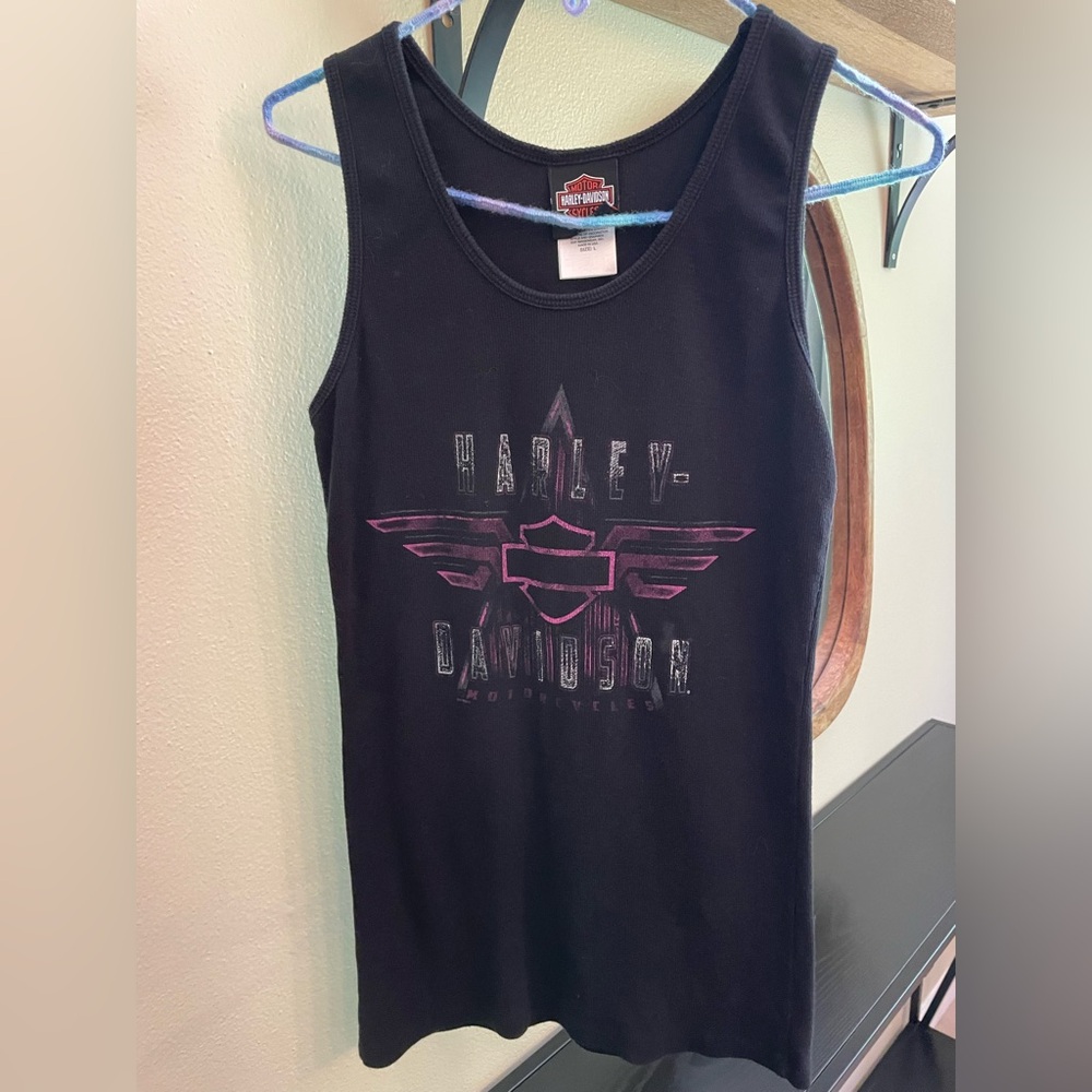 Women’s Harley-Davidson Black/Purple Tank Top Casual Wear Size Large